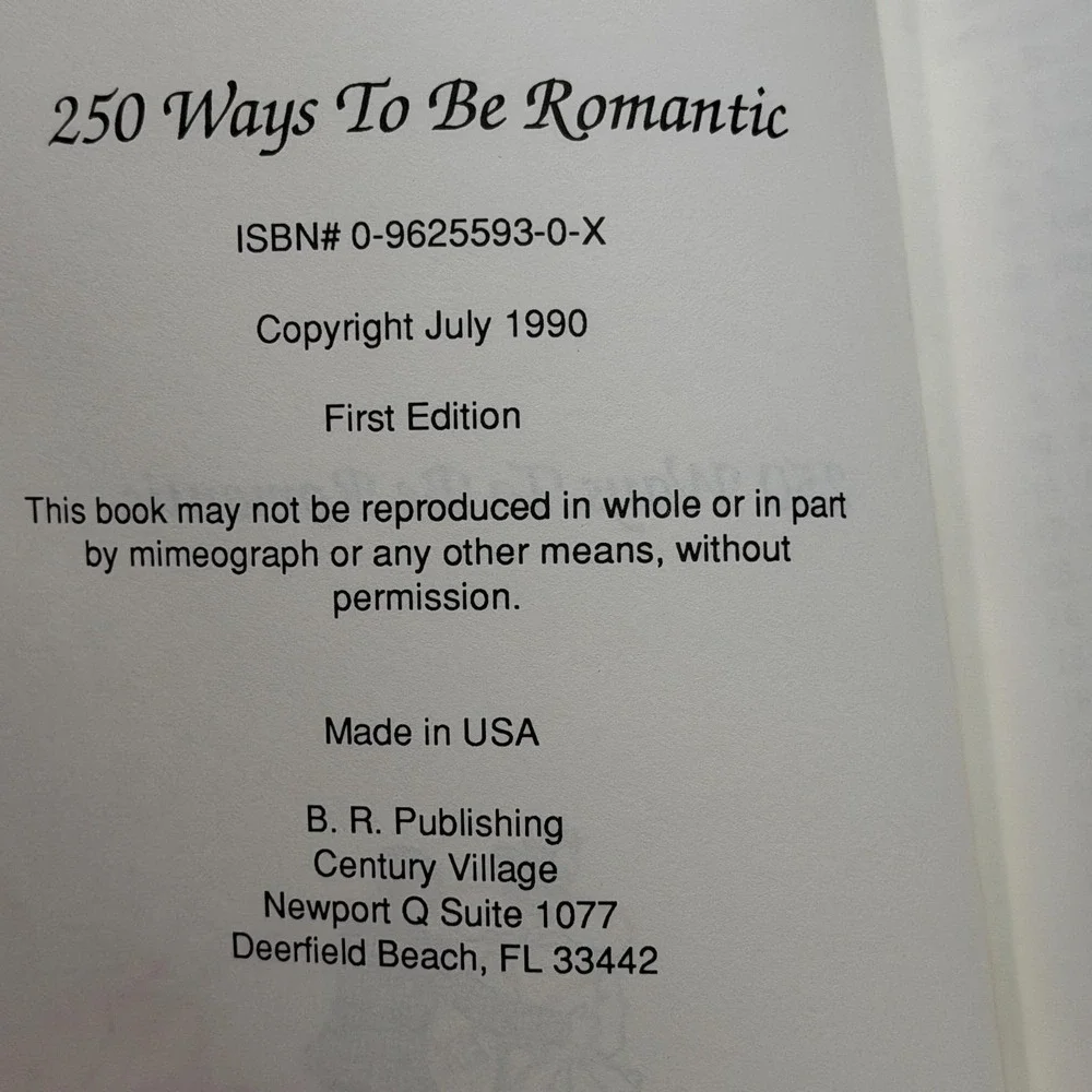 Vintage 1990 250 Ways to Be Romantic Barry Rosen Signed First Edition PB